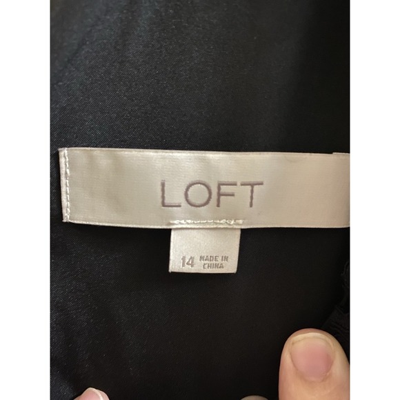 Loft Womens Little Black Dress Sz 14 Lace Fit & Flare Sleeveless Cocktail Party - Picture 4 of 9